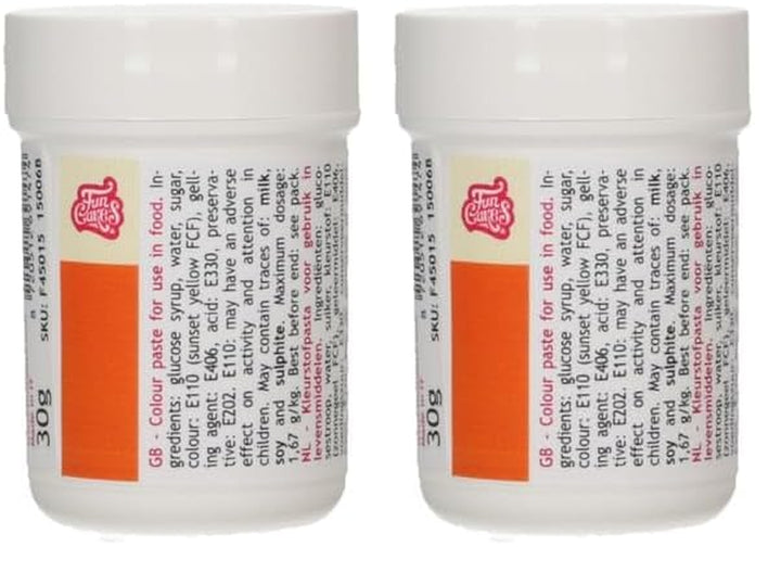 Funcakes Pastenfarbe Orange; Konzentrierte Lebensmittelfarbe Für Teig, Sahne, Fondant, Marzipan, Teig, Modellier- Und Blütenpaste. Halal Und Koscher. 30 G