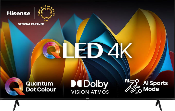 Hisense 50E7NQ 126 Cm (50 Zoll) Fernseher, 4K UHD, QLED, HDR10, HDR10+ Decoding, HLG, Dolby Vision Atmos, 60Hz Panel, Smooth Motion, Bluetooth, Alexa Built-In, VIDAA Voice, Schwarz [2024]