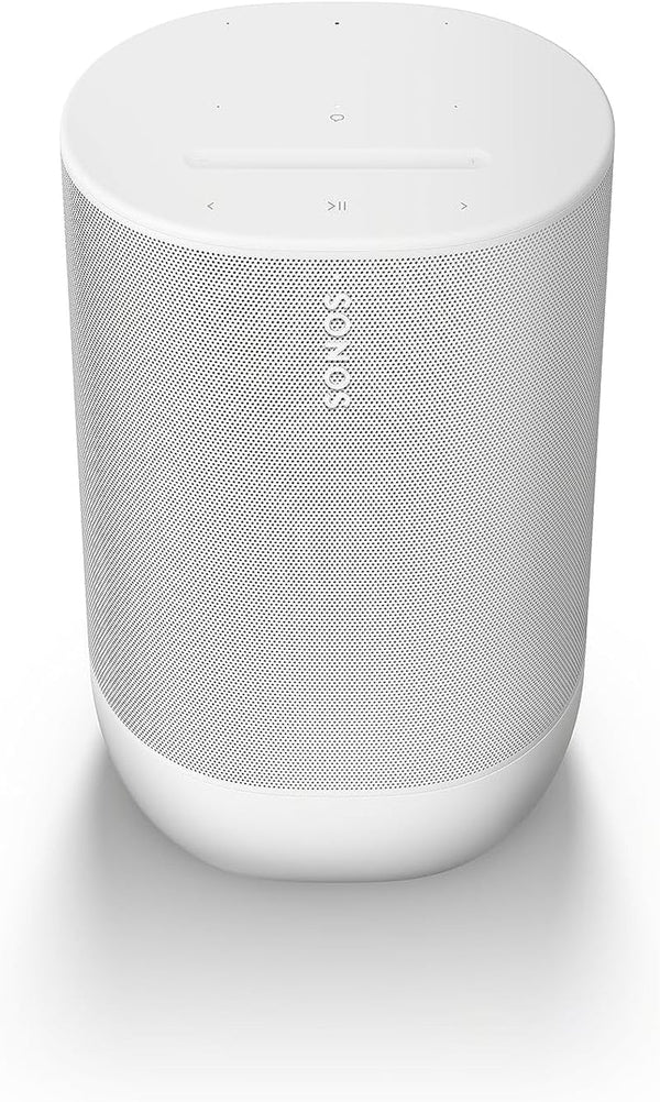 Sonos Move 2 | Difuzor WLAN portabil cu WLAN, Bluetooth, compatibil cu Amazon Alexa, autonomie de cel puțin 24 de ore și stație de încărcare wireless - Alb