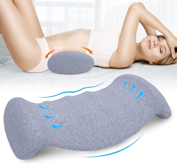 SAHEYER Pernă lombară Pernă lombară ortopedică din spumă cu memorie, pernă ergonomică pentru spate și suport lombar pentru pat, canapea, scaun, mașină și scaun de birou, gri
