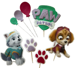 Set of 8 edible sugar paste decorations, Paw Patrol