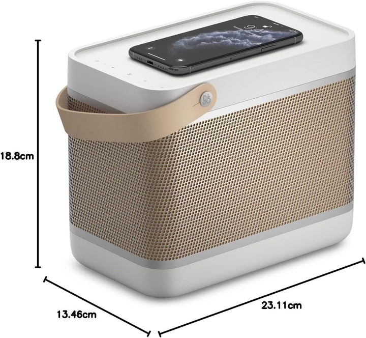 Bang & Olufsen Beolit 20 - Boxă portabilă Bluetooth portabilă fără fir, puternică, cu sunet la 360 de grade și stație de încărcare Qi integrată - Grey Mist