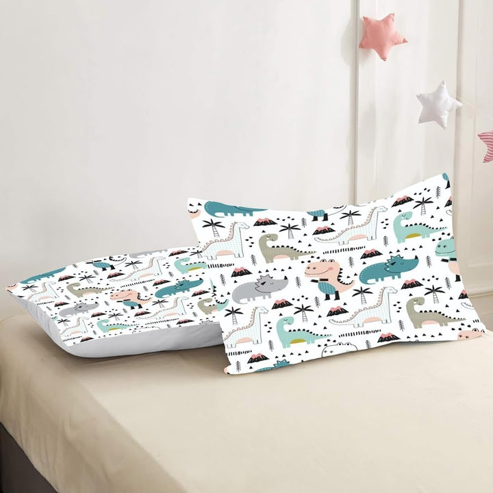 Kinder Bettwäsche Dinosaurier 135X200 Cm, Cartoon Tiere Dino Bettbezug, Niedlicher Dinosaurier Bettwäsche-Set Für Jungen Teens Mit Kissenbezug (A-3, 135 X 200 Cm)