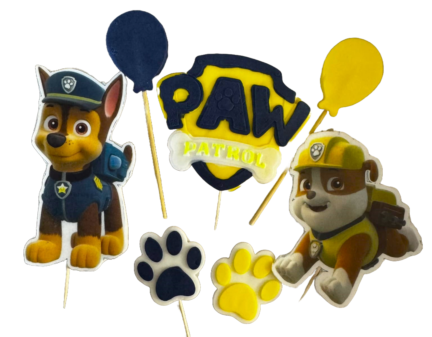 Lot de 7 décorations comestibles en pâte à sucre, Paw Patrol