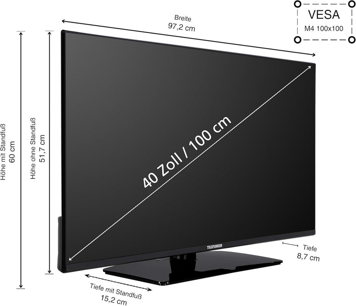 Telefunken Android TV 40 Zoll Fernseher (Full HD Smart TV, HDR, Triple-Tuner, Bluetooth) XF40AN750M, Schwarz