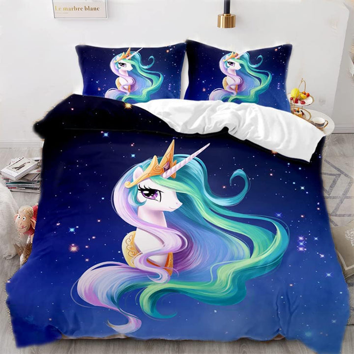 Rosa Einhorn Bettbezug,Schöner Regenbogen Weiße Wolke Einhorn Mädchen Kinder Bettwäsche 135×200Cm,Einhorn-Motiv Bettwäsche Mit 2 Kissenbezügen(135×200Cm,Rosa 1)