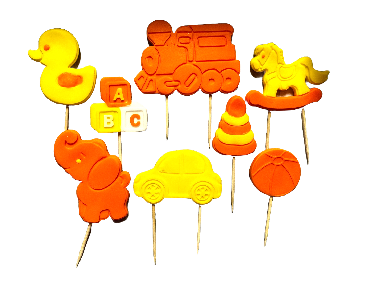 Lot de 8 décorations comestibles en sucre, Jouets