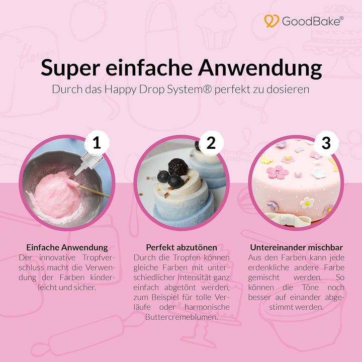 Goodbake Lebensmittelfarbe Pastell Fliederlila (11 Ml) – Hochdosierte Lebensmittelfarbe - Zum Einfärben Von Torten, Fondant, Buttercreme, Macarons Getränke, Schleim Uvm. 100% Vegan