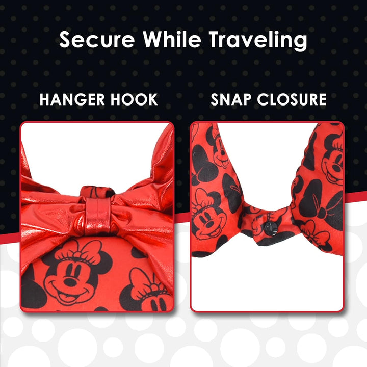 Ful Concept One Disney Minnie Mouse Pernă de gât de călătorie cu urechi 3D și arc pentru avion, mașină și birou, confortabilă și respirabilă, roșu / negru