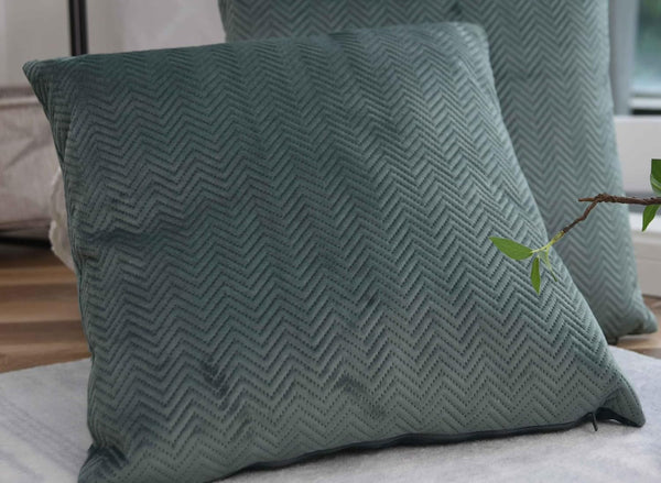 Cutie pentru perdele Pernă Pernă decorativă Lxw 45X45 Cm Verde Jacquard "Greta" Cu design în formă de heringbone Închidere cu fermoar ușor de întreținut Umplutură moale 320G - Varietate de culori, 2023510