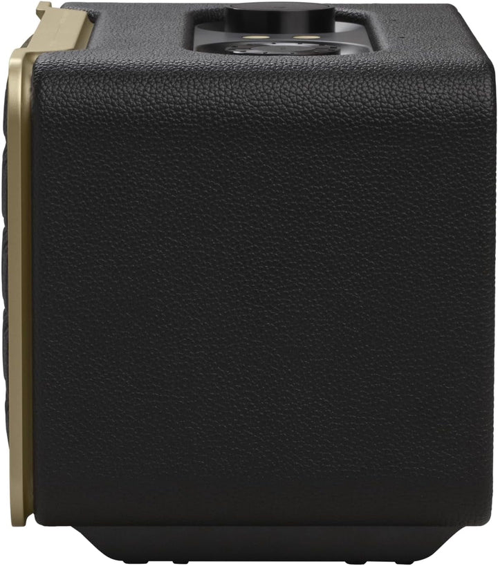 JBL Authentics 200 Smart Home Speaker - Difuzor Bluetooth cu design retro din anii '70 - Cu grilă Quadrex, Google Assistant, Alexa, Airplay și JBL One App - Negru