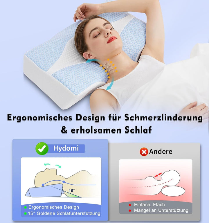 Pernă pentru gât din spumă de memorie Pernă ortopedică ergonomică Pentru dureri de gât și umeri - Pernă de dormit răcoritoare Pentru cei care dorm lateral, pe spate și pe stomac Cu suport pentru gât