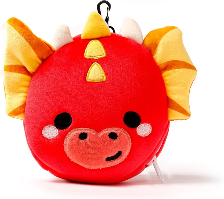 Puckator Relaxeazzz Adoramagics pernă de călătorie rotundă din pluș și mască de ochi cu motiv de dragon - mască de somn din pluș pentru avion - pernă de zbor pentru copii și adulți - mască de somn drăguță