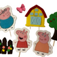 Set of 7 edible sugar paste decorations, Peppa Pig