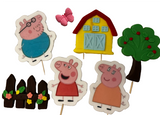 Set of 7 edible sugar paste decorations, Peppa Pig