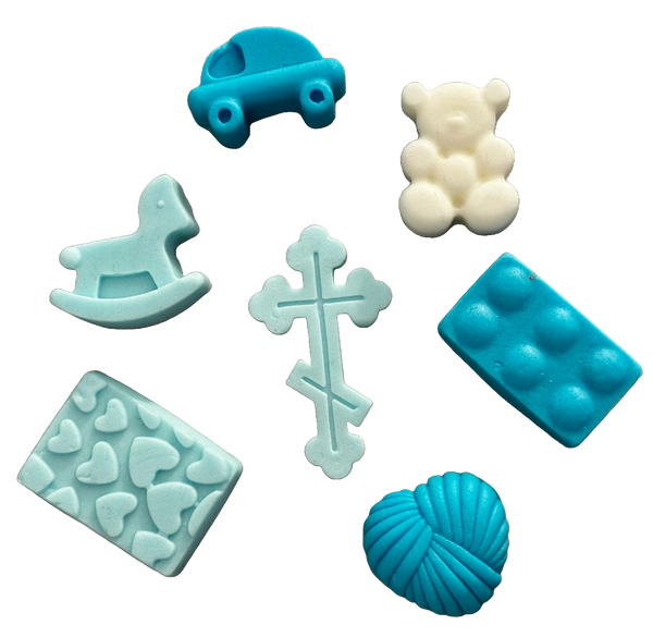 Set 7 decoratiuni comestibile din pasta de zahar, Botez