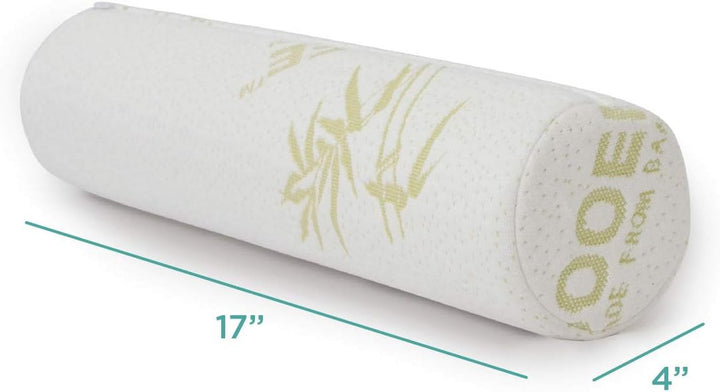 Rulou pentru gât Milliard Visco foam cu husă lavabilă, certificat Oeko-Tex, duritate medie, 10X43 cm, perfect pentru alergici, pernă de călătorie, pernă rotundă pentru gât, rulou de poziționare, rulou pentru genunchi