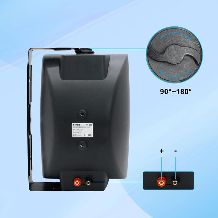 Herdio 16,5 Cm (6,5 Zoll) 800 W Outdoor-Lautsprecher, Kabelgebunden, Wasserdicht, Passiv Mit Kraftvollem Bass, Wandmontage, Lautsprecher Für Terrasse, Garage, Überdachte Deck, Allwetter-Haltbarkeit