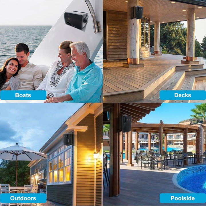 STUDIOFINIX Wasserdichte Outdoor-Lautsprecher Verkabelt-3,5 Zoll 3 Weg 200W Surface Marine &Wall Mount Lautsprecher- Heavy Duty ABS Grill,Geeignet Für Haus, Boot, Poolside, Terrasse（Schwarz）