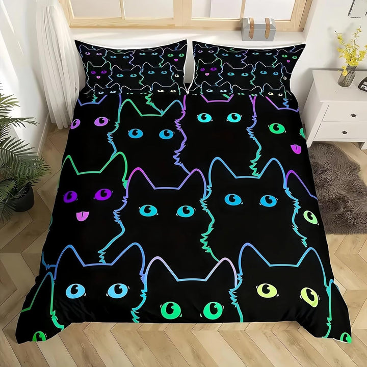 Kids Mädchen Cute Katze Kitty Katzenmotiv Bettwäsche Kinder Katzenbettwäsche Kinderbettwäsche Bed Duvet Cover Bedding Set 135×200Cm