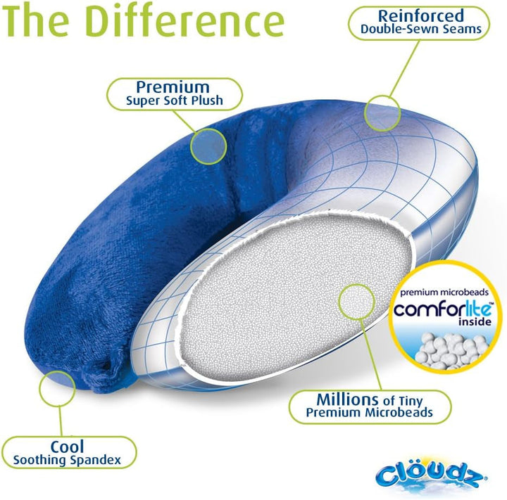 Pernă de călătorie pentru gât Cloudz Microbead, gri