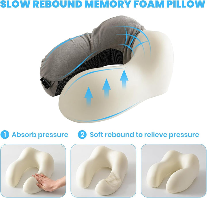 Good Nite Neck Pillow Airplane Neck Pillow Travel Pillow Adult Neck Pillow Car Home Pillow Head Pillow Ergonomic Memory Foam Washable With Narrow Back Adjustable Grey