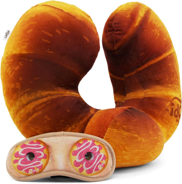 Pernă de gât și mască de somn Croissant, portocalie