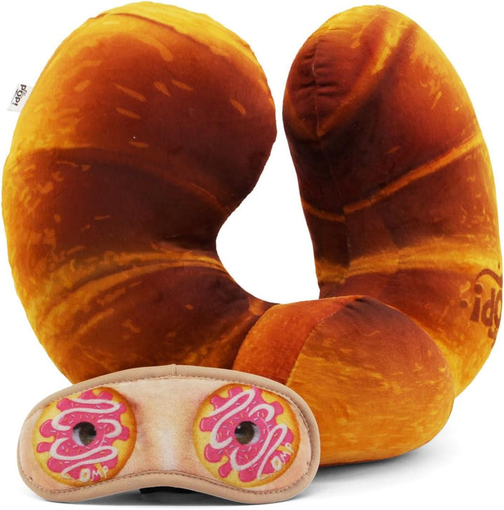 Pernă de gât și mască de somn Croissant, portocalie