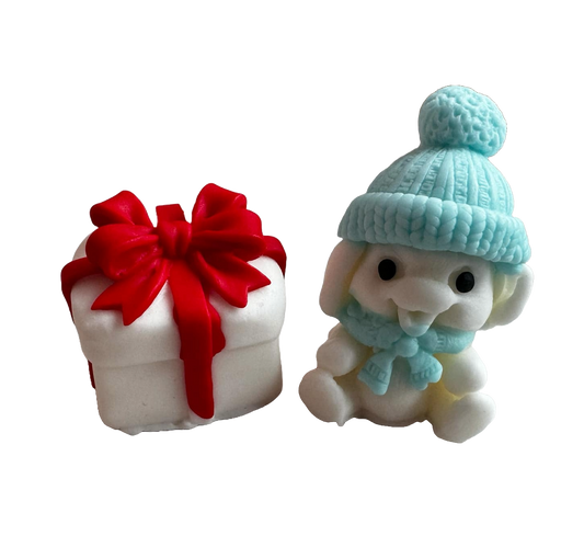 Set of 2 edible sugar paste decorations, Emotion of gifts, boys