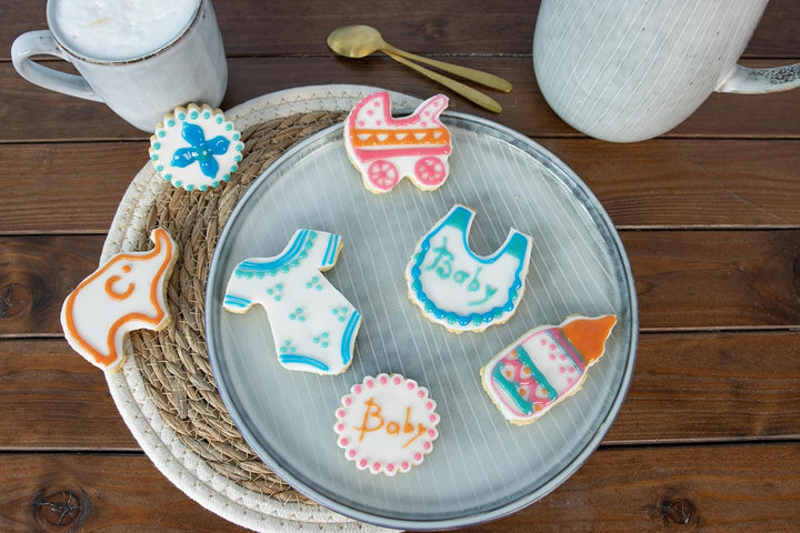 RUF Zucker-Schrift, 4 Tuben Dekor-Schrift in Türkis, Pink, Orange & Blau, Zur Beschriftung Von Glasur, Zuckerguss Und Fondant, Tortendeko Für Weihnachtsplätzchen, 4 X 25G