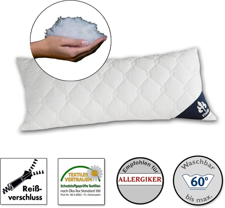 Perna Irisette Micro Thermo - Made in Germany - Pernă cu husă detașabilă din microfibră moale, 40 X 80 Cm, certificată Ã-ko-Tex