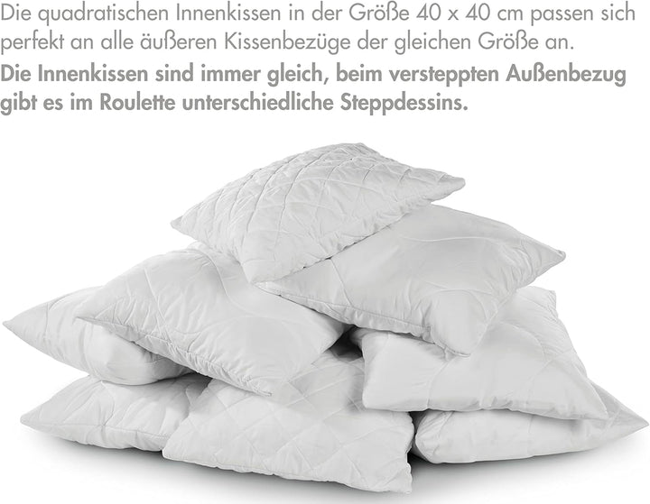 Traumnacht Pernă confortabilă ruletă, Set de 4 perne, Cu capac matlasat și umplutură din tije de spumă, 40 X 40 cm, Certificat Oeko-Tex, Produs în conformitate cu standardul de calitate german