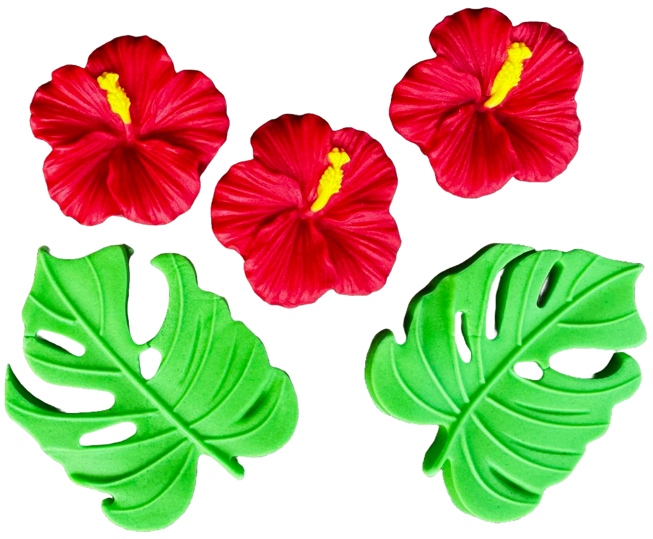 Set 5 decoratiuni comestibile din zahar, Hibiscus - Naty Shop 