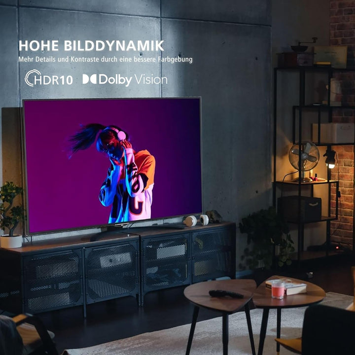 JVC Fernseher 50 Zoll Smart TV VIDAA LT-50VD3555 4K Fernseher UHD, HDR TV Mit Dolby Vision Und Integriertem Triple-Tuner, LED TV Schwarz