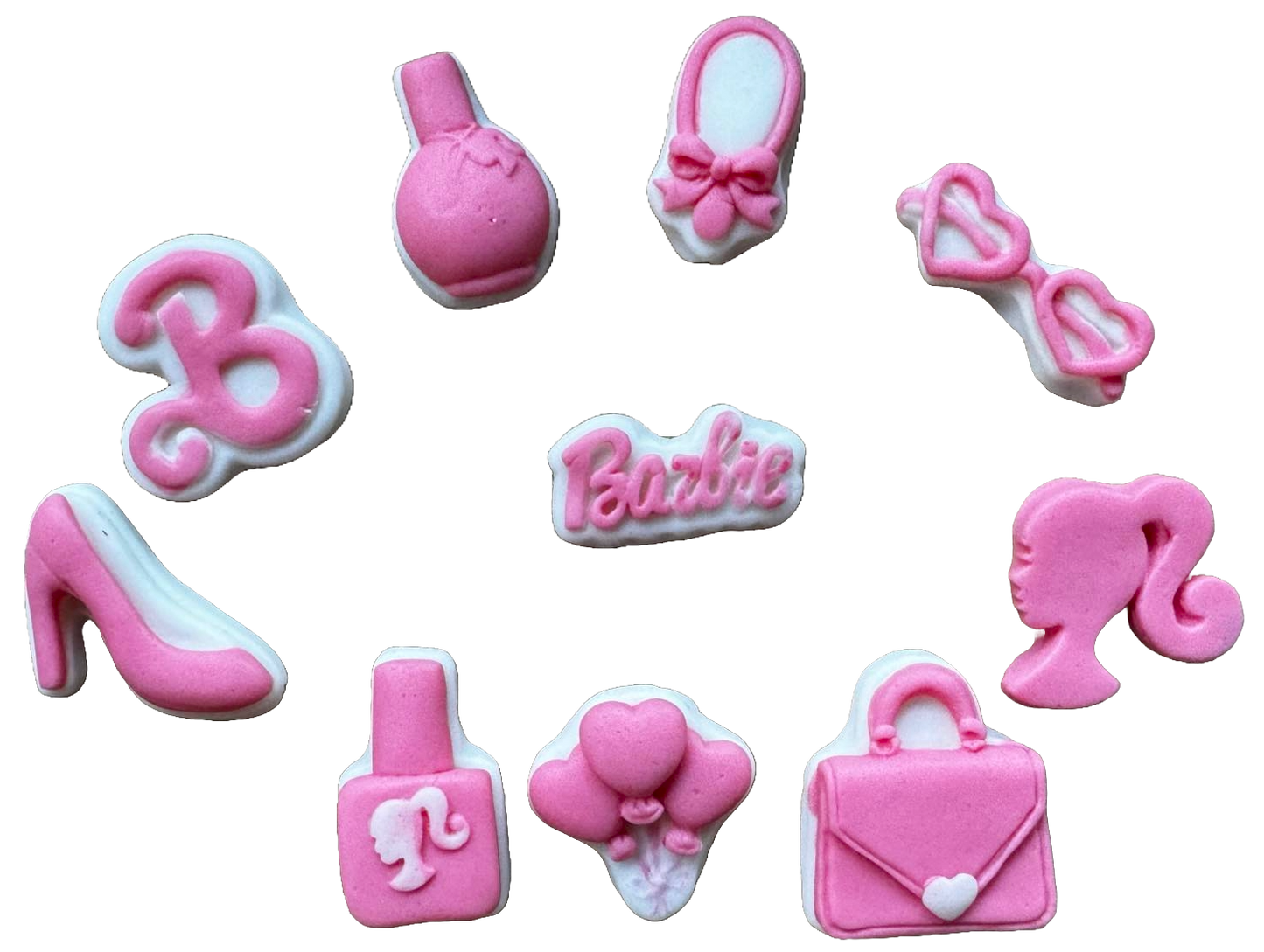 Lot de 10 décorations comestibles en pâte à sucre, Barbie