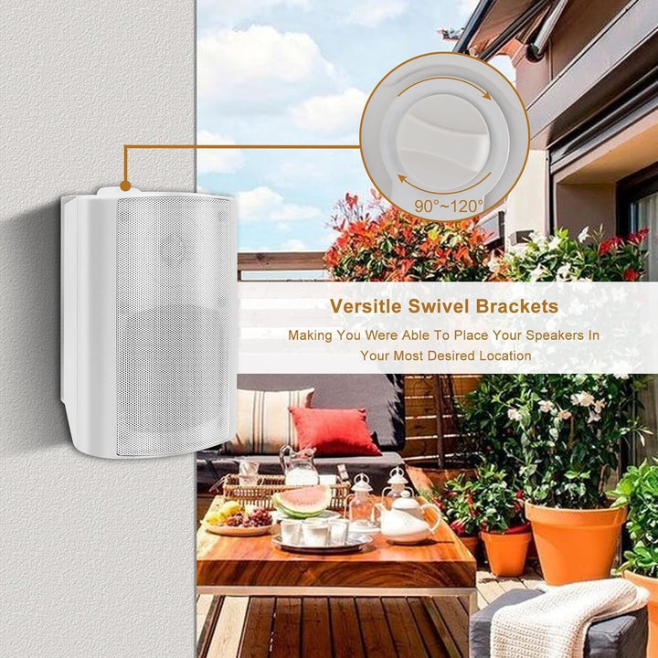 4 Zoll Bluetooth Outdoor-Lautsprecher 400 Watt Wasserdicht Außenlautsprecher Für Garten, Terrasse, Restaurant (2 Paar/Weiß)