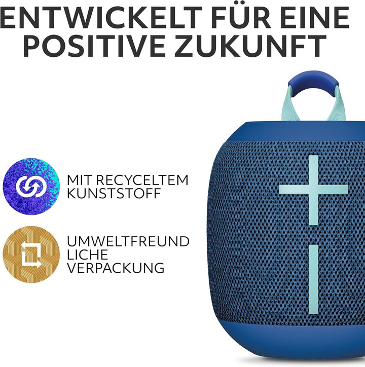 Ultimate Ears Wonderboom 4 - Difuzor Bluetooth portabil, rezistent la apă, cu sunet bogat și profund la 360 de grade, rezistent la praf, difuzor plutitor cu o rază de acțiune de 40 m - albastru