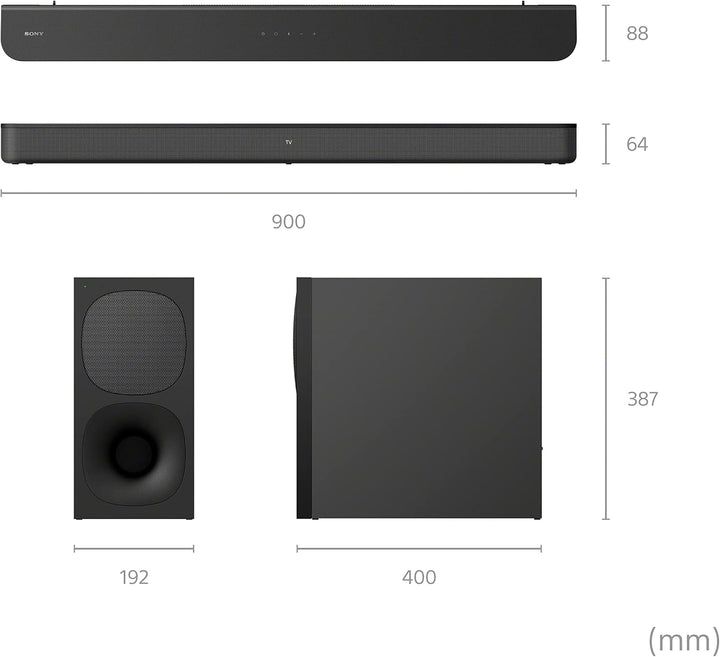 Sony HT-S400 2.1-Kanal 330W Soundbar Für TV Mit Drahtlosem Subwoofer Mit Bluetooth Surround Sound, Dolby Digital