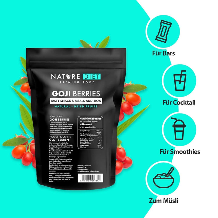 Nature Diet - Goji berries 1000 G | Fructe de pădure uscate