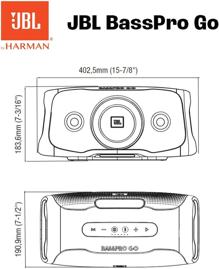 JBL BASSPRO Go - 2 în 1: Subwoofer activ pentru mașină și difuzor de petrecere Bluetooth de 200 Watt într-unul singur - poate fi utilizat în mașină și lângă ea, negru