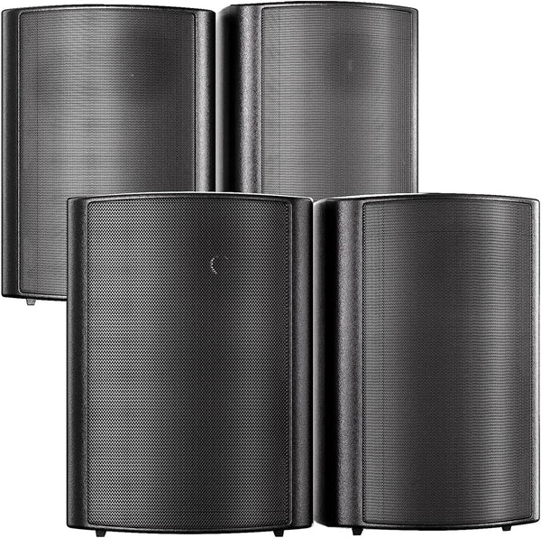 STUDIOFINIX 800W 6,5 Zoll Outdoor-Lautsprecher Wasserdicht Mit Bluetooth-Verstärker Wandhalterung Wetterfester Lautsprecher Für Patio Garten Poolside Home (4 Lautsprecher, Schwarz)