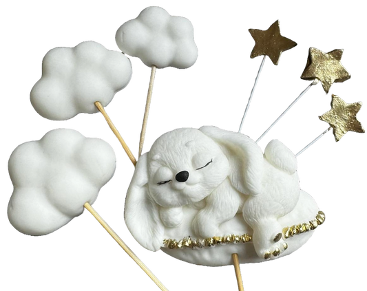 Lot de 7 décorations comestibles en sucre, Lapin