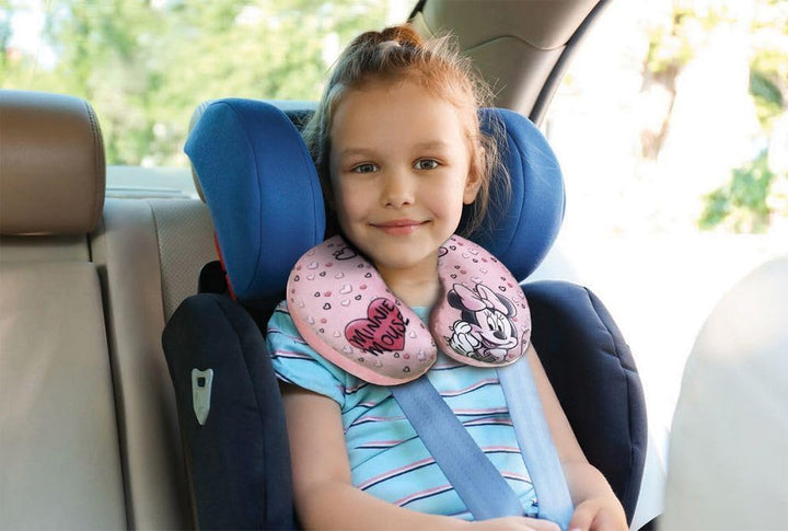Tataway in Viaggio SI Cresce - Pernă de călătorie Disney Minnie Mouse | Material catifelat moale | Lavabil manual 30° | Umplere cu microperle | Scaun pentru copii potrivit de la 3 ani, Roz, mărime unică, catifea