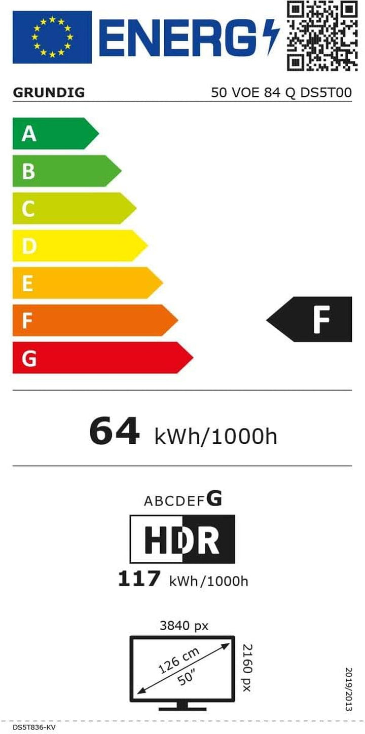 Grundig 50 VOE 84 Q Fernseher 50 Zoll (126 Cm) QLED TV, VPI 1800, Google TV, 4K UHD, Dolby Vision, HDR10+, Motion Picture Improvement, Chromecast Built-In, Bluetooth, Smart TV, Schwarz