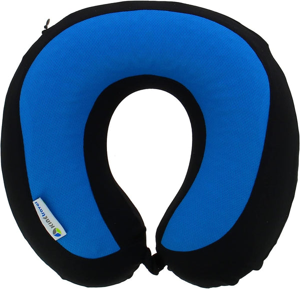 Kine Travel 169803 Pernă de gât cu gel, pernă de călătorie ergonomică, aprobată de fizioterapeut, negru și albastru