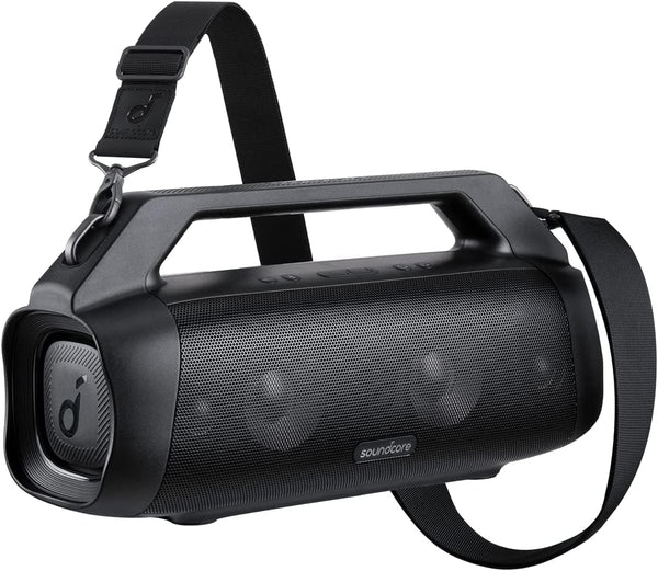 Soundcore Anker Motion Boom plus Difuzor de exterior IP67, sunet stereo 80W, EQ individual și bassup, USB-C, Bluetooth, power bank integrat, rezistent la apă, pentru camping, piscină, plajă, grădină