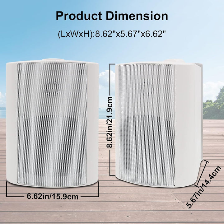 Herdio 4 Zoll 400 Watt Außenlautsprecher Outdoor-Lautsprecher Für Outdoor Indoor Wandhalterung Patio Deck Camper Garten, Terrasse, Restaurant (2 Paar/Weiß)