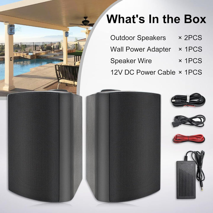 Herdio 4 Zoll Wasserdicht Außenlautsprecher Outdoor-Lautsprecher Für Garten, Terrasse, Restaurant,Kompatibel Mit Bluetooth (200 Watt)