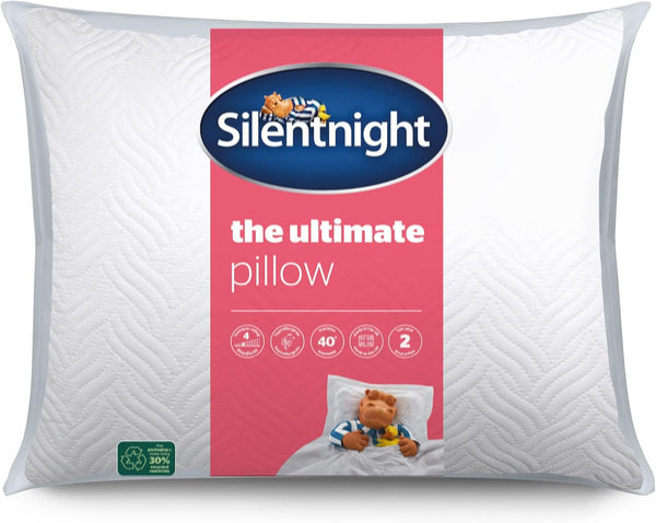 Silentnight Ultimate Pillow - pernă de pat moale și de susținere cu capac de lux matlasat Pinsonic Soft Touch, lavabil la mașină și hipoalergenic pentru cei care dorm pe spate și lateral, 1 bucată