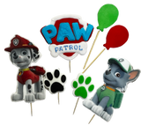 Set of 7 edible sugar paste decorations, Paw Patrol